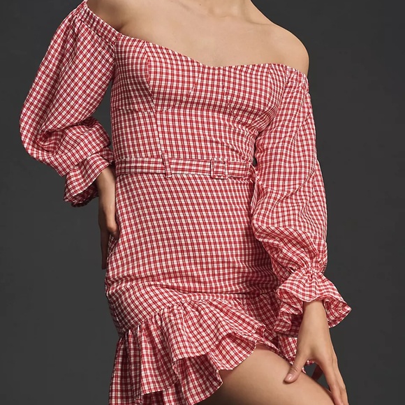 Anthropologie Maeve Off-The-Shoulder Ruffled Mini Dress - Picture 1 of 6